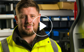 A screen grab from the careers video introducing the job of a 'field service engineer'