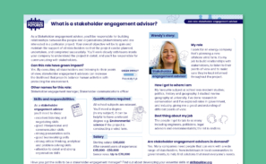A preview of the 'Stakeholder engagement advisor' job role card