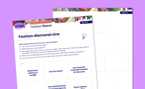 A preview of the 'Fashion fixers' diamond nine activity sheet for 9-11 year olds