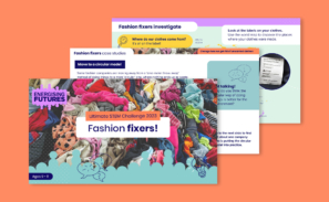A preview of three slides from the 'Fashion fixers' Fashion powerpoint presentation for 9-11 year olds