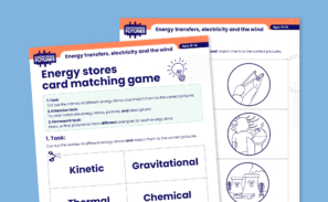 A preview of the 'Energy stores card matching game' activity sheet