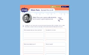 A preview of the 'Super scientist' Nikola Tesla activity sheet