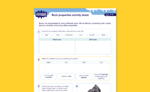 A preview of the 'Investigating rock properties' activity sheet