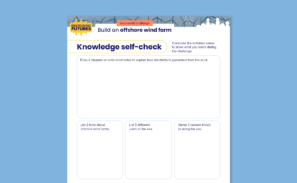 A preview of the 'Build an offshore wind farm' knowledge self-check worksheet