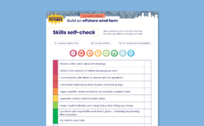 A preview of the 'Build an offshore wind farm' skills and knowledge self-check worksheet