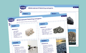 A preview of the 'Which rock am I? Matching card game' activity sheet