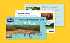 three slide previews of the deforestation presentation