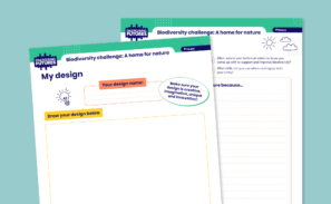 Image shows a preview of the 'My design' activity sheet against a plain blue background.
